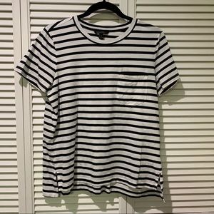 Banana Republic Black and White Stripe Pocket Tee